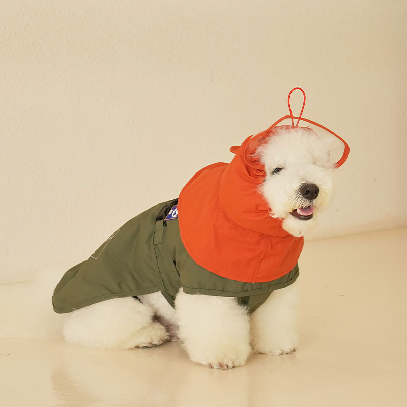 퍼피갤러리 강아지 올 웨더 워터 쉴드 판초 레인코트 카키